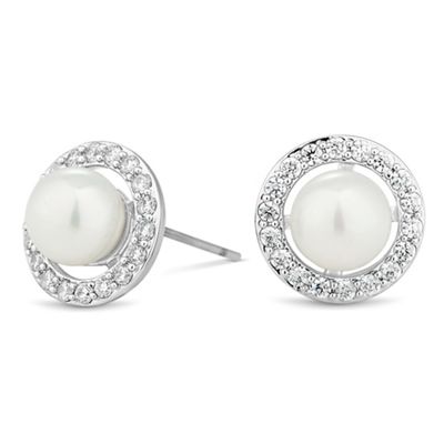 Pearl and crystal surround disc earring